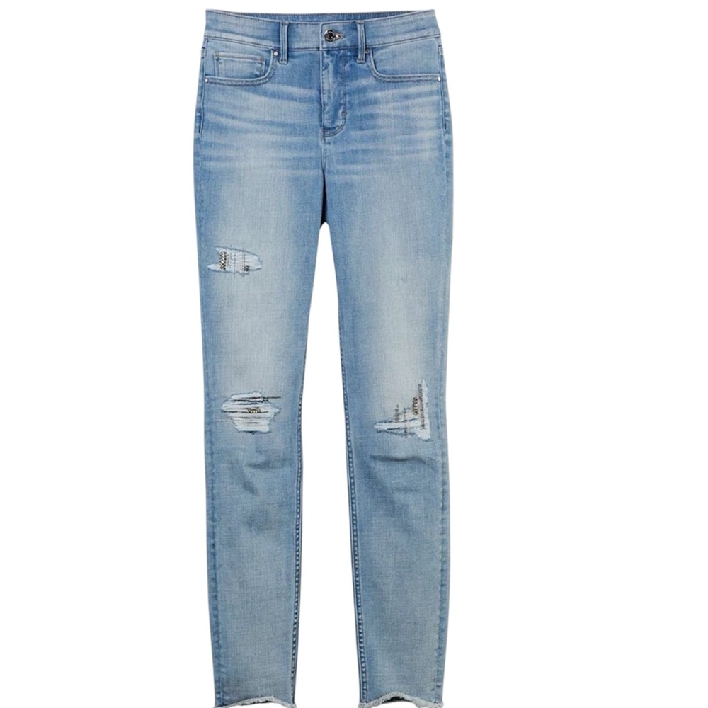 White House Black Market Everyday Soft Curvy High-Rise Destructed Jeans Size 10L